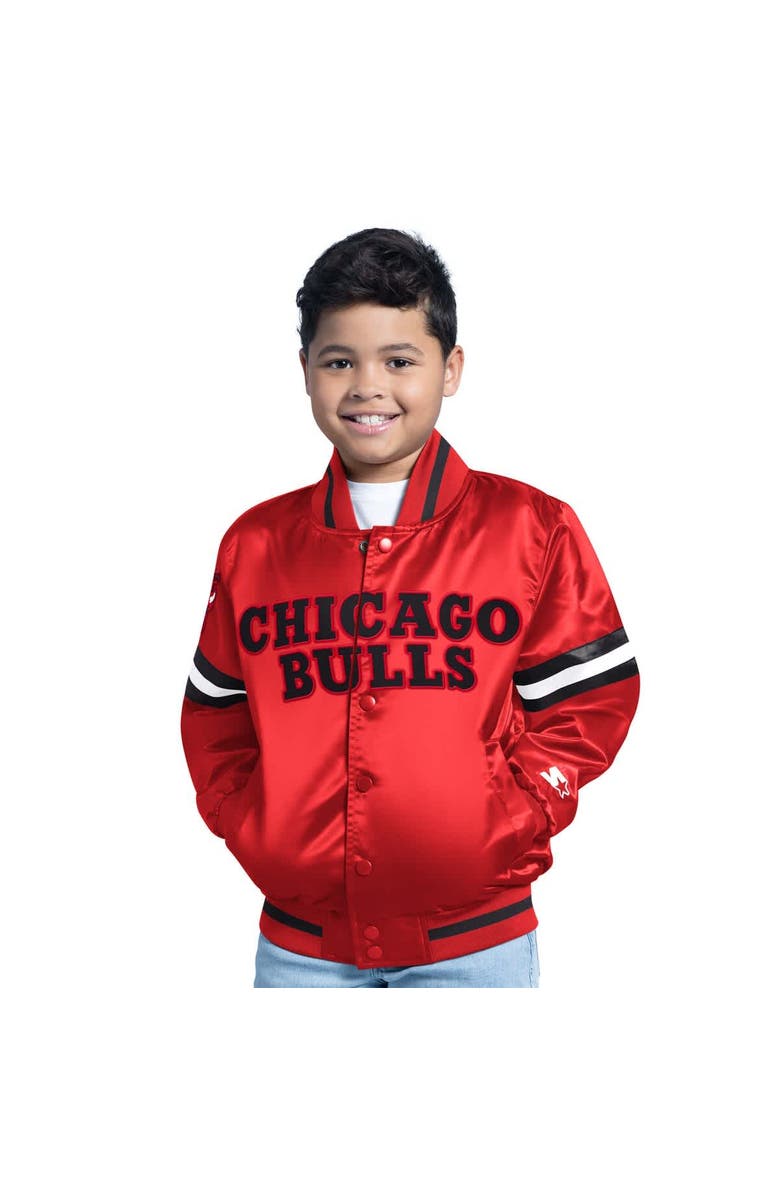 STARTER Youth Red Chicago Bulls Scrimmage Full-Snap Varsity Jacket, Main, color, Red