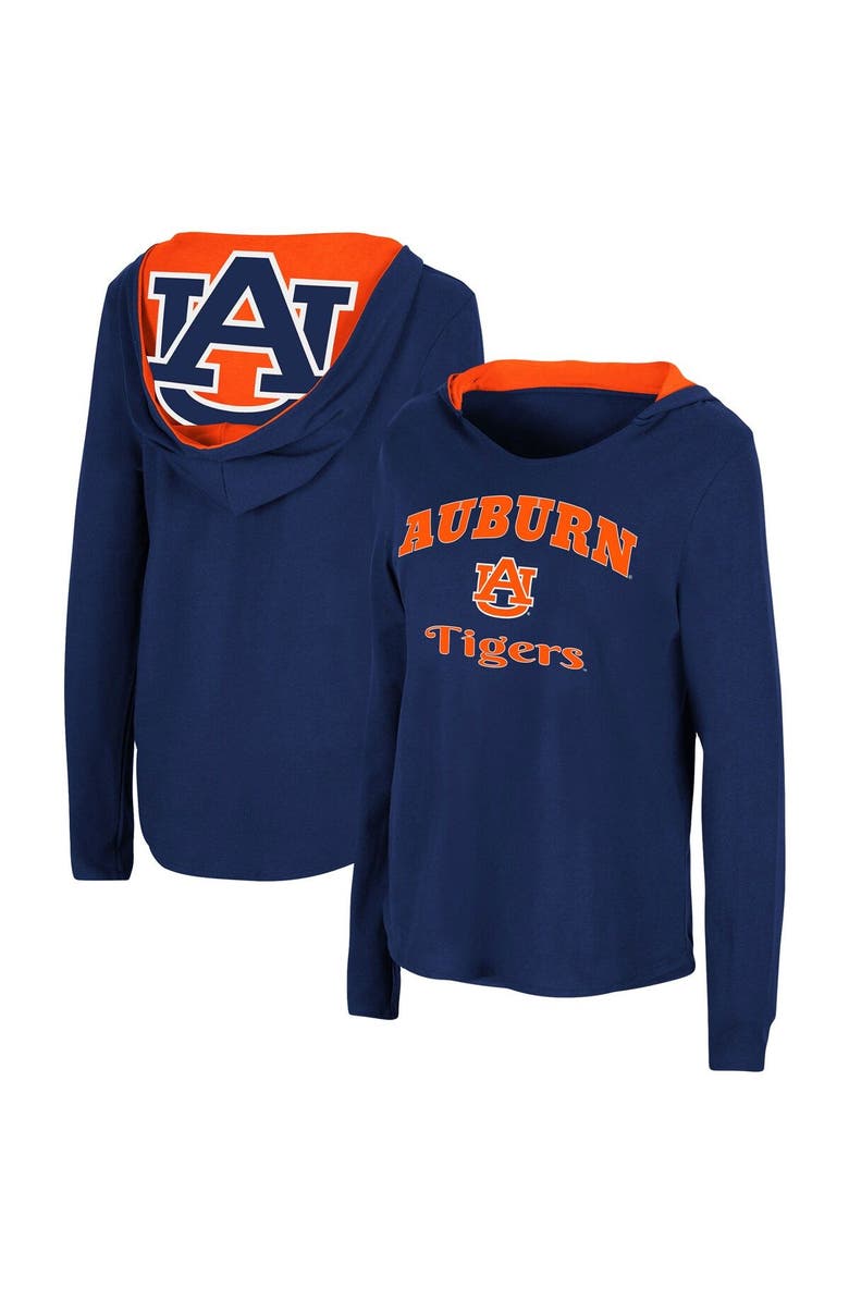 COLOSSEUM Women's Colosseum Navy Auburn Tigers Catalina Hoodie Long Sleeve T-Shirt, Main, color, Navy