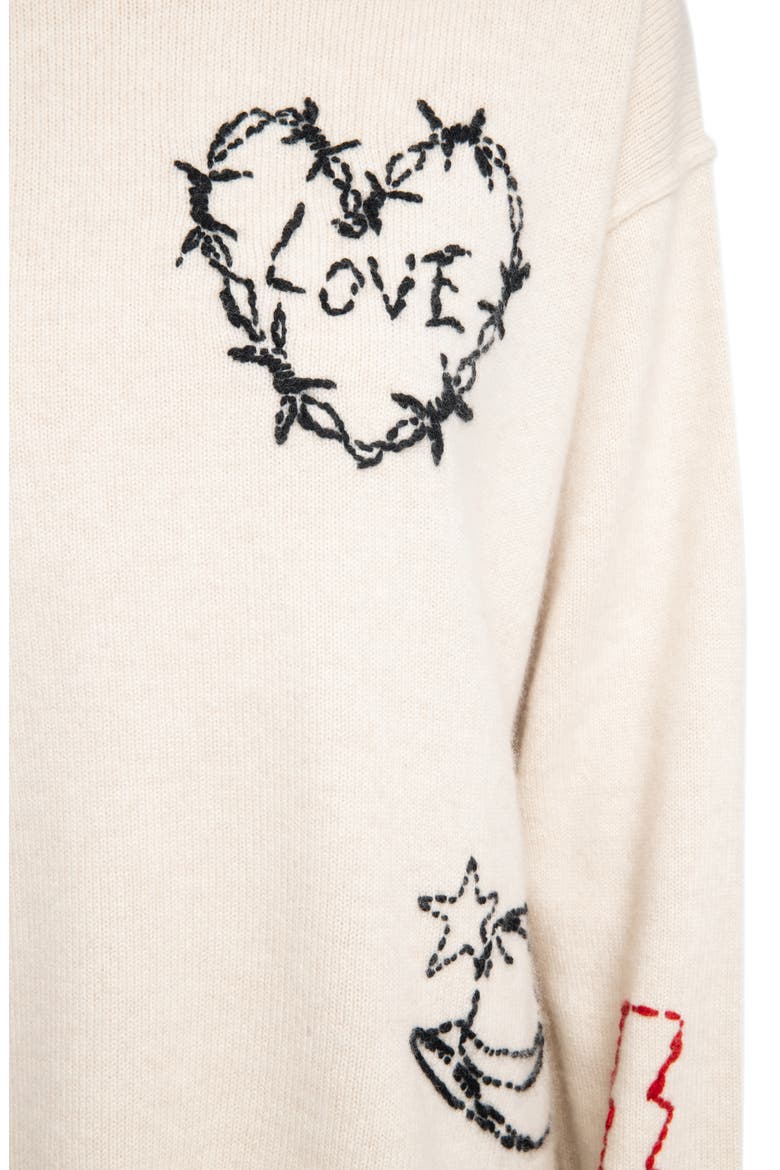 Markus Heart Cashmere Sweater, Alternate, color, ECRU