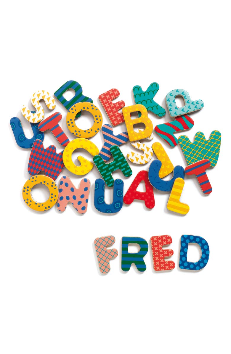Djeco 38-Pack Big Wooden Magnetic Letters, Alternate, color, Multi