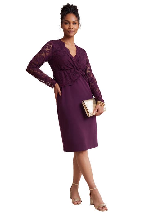 Scalloped Lace Faux Wrap Dress