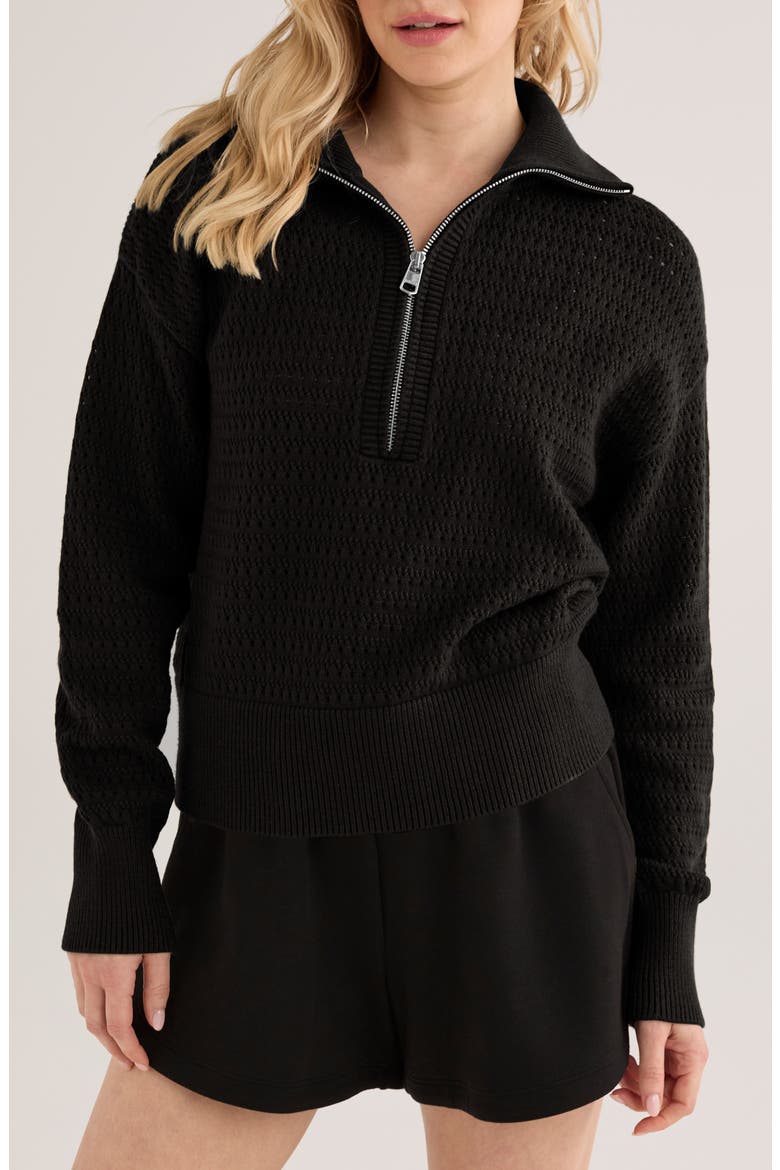 Darla Half Zip Sweater, Main, color, BLACK