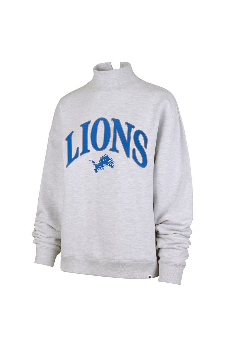'47 Women's '47 Heather Gray Detroit Lions Vantage Mock Neck Pullover Sweatshirt, Alternate, color, 