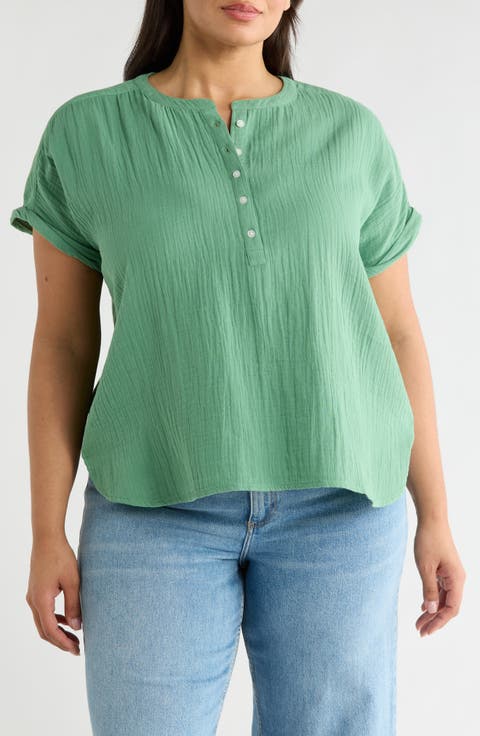 Cotton Gauze Popover Top (Plus)