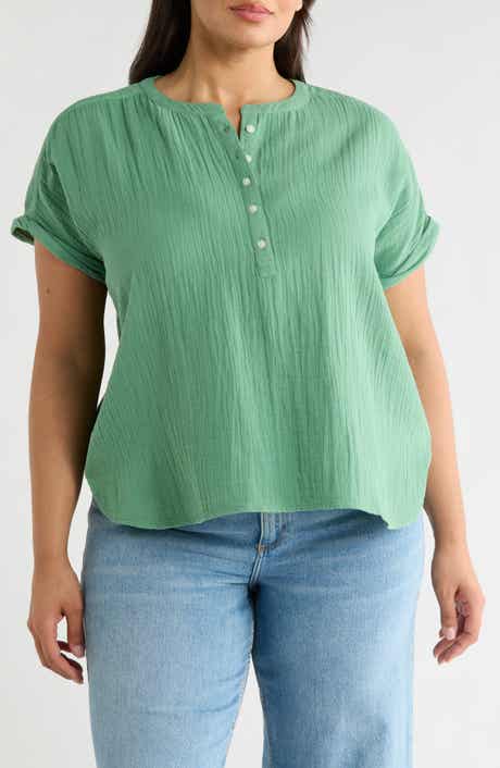 Cotton Gauze Popover Top