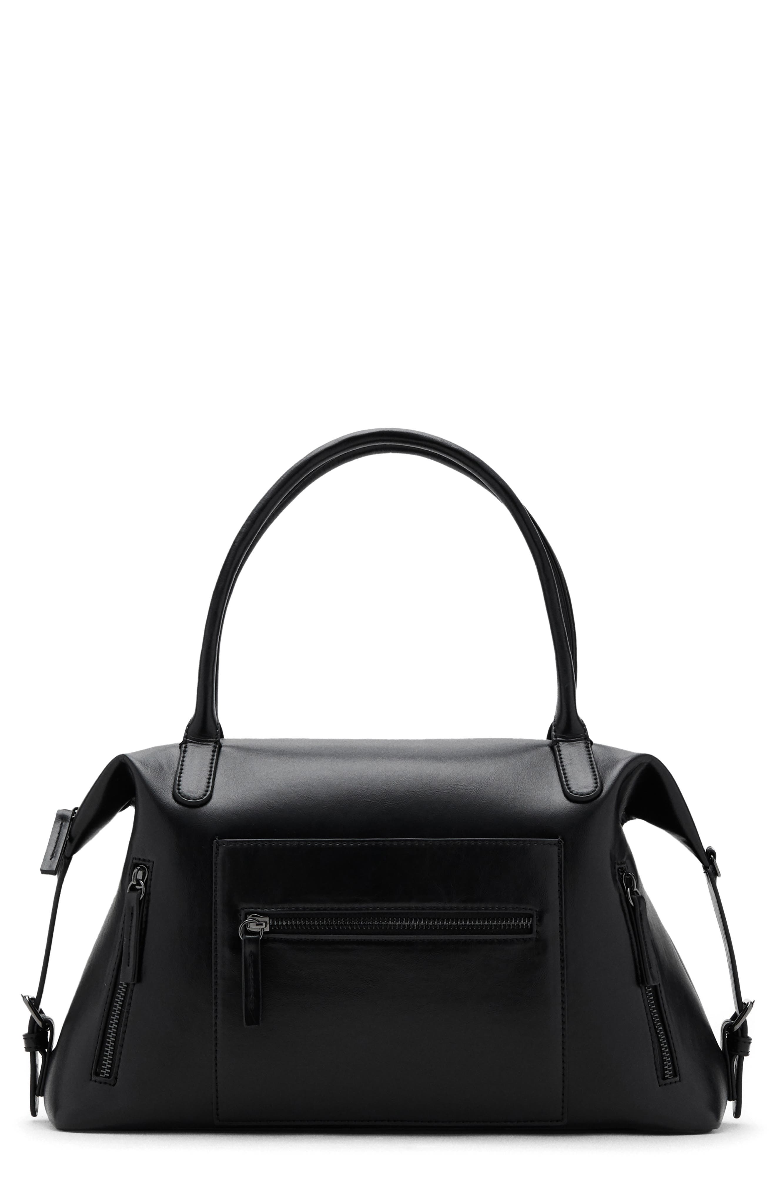 MANGO TEEN Large Structured Faux Leather Shoulder Bag, Main, color, Black