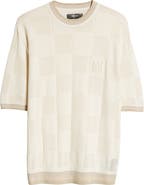 あしゅら様　AMERI SWITCHING CHECK KNIT TOP AMERI SWITCHING CHECK KNIT TOP ブルー（Ameri VINTAGE