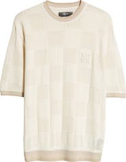Ameri　SWITCHING CHECK KNIT TOP AMIRI Checkerboard Open Stitch Silk Blend Knit Top | Nordstrom