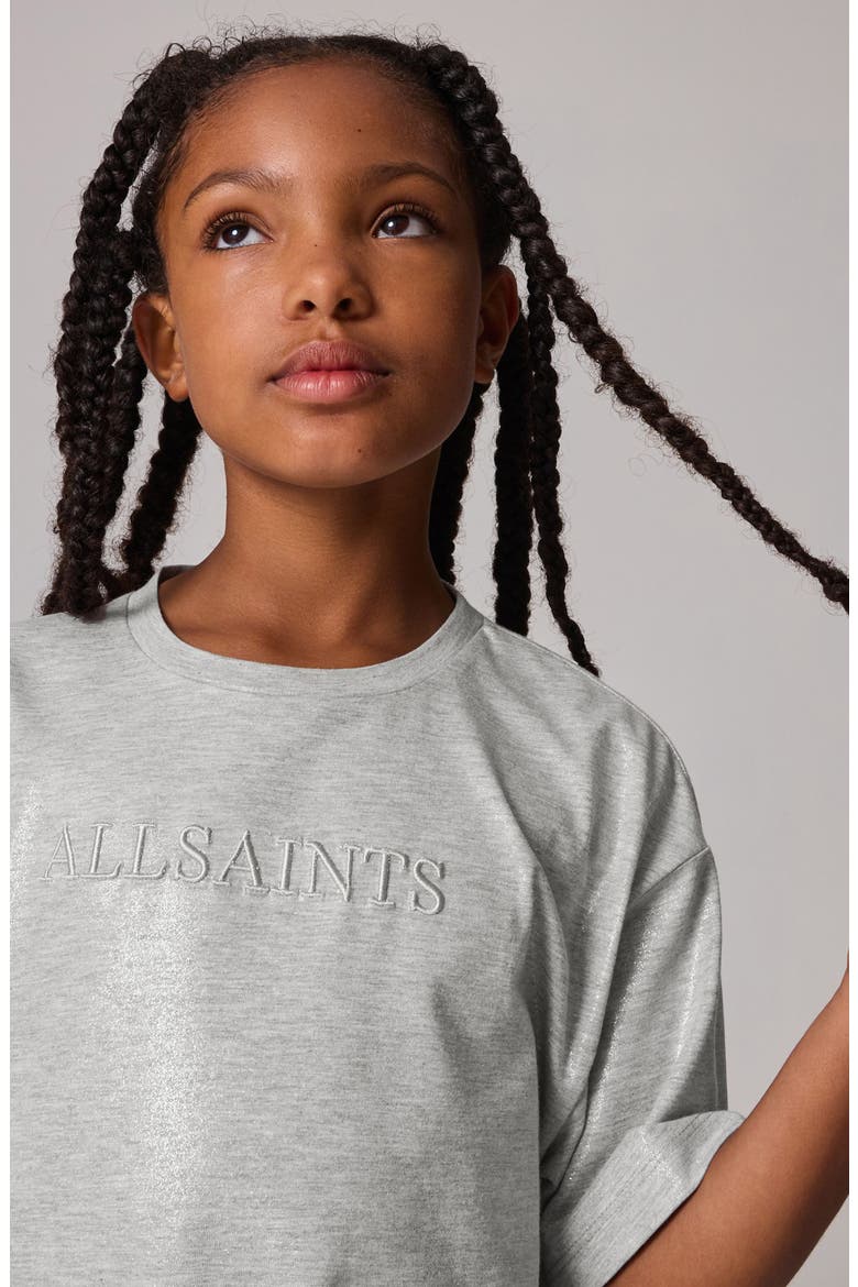 Kids' Metallic Logo Cotton Graphic T-Shirt, Alternate, color, SILVER