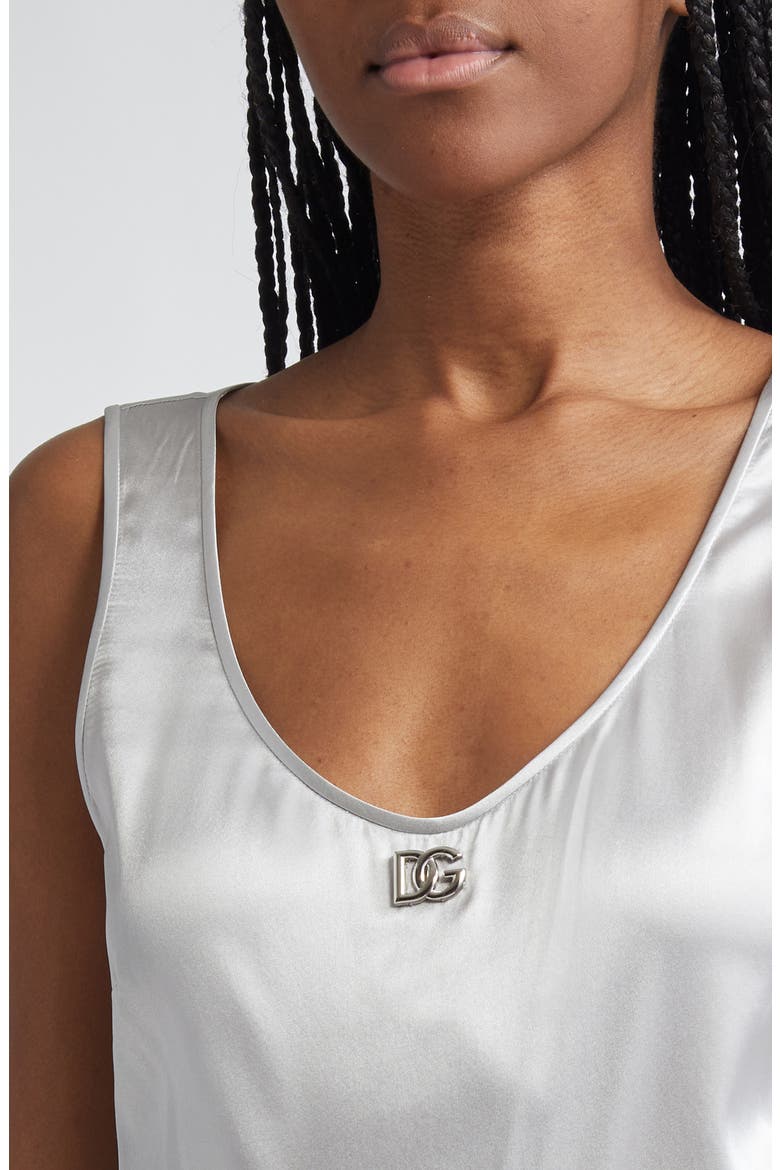 Logo Scoop Neck Stretch Silk Tank, Alternate, color, N4534 GRIGIO CHIARO