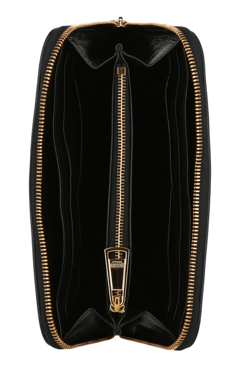 Moschino Debossed Logo Continental Wallet, Alternate, color, 