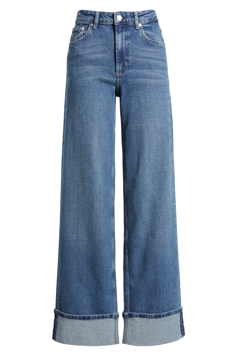 Getty Cuffed High Waist Wide Leg Jeans, Alternate, color, RICH INDIGO CUFFED