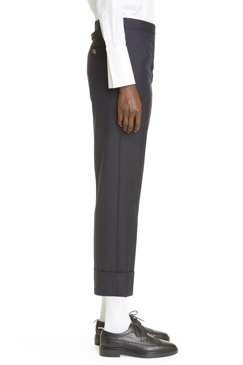 Back Strap Wool Cuff Crop Pants, Alternate, color, NAVY