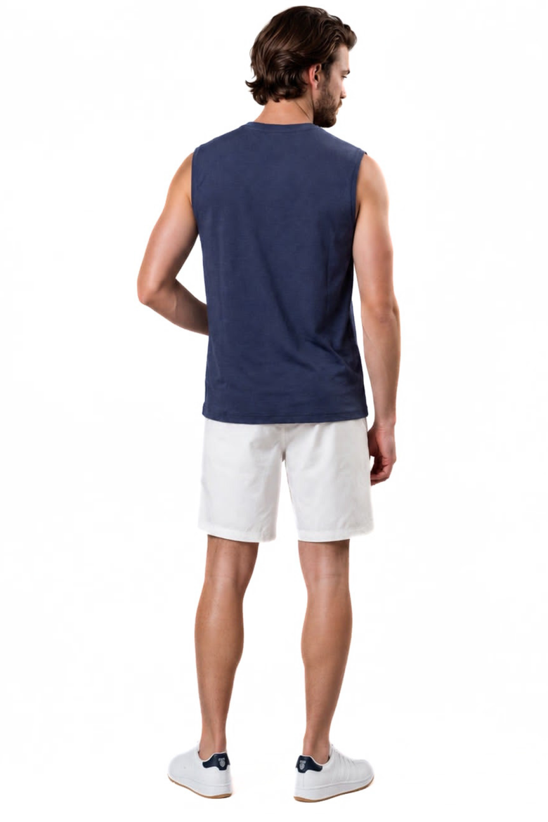 Performance Heathered Peached Jersey Muscle Tank, Alternate, color, Peacoat