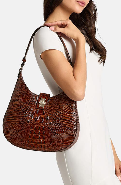 Brahmin Fallon Croc Embossed Leather Shoulder Bag