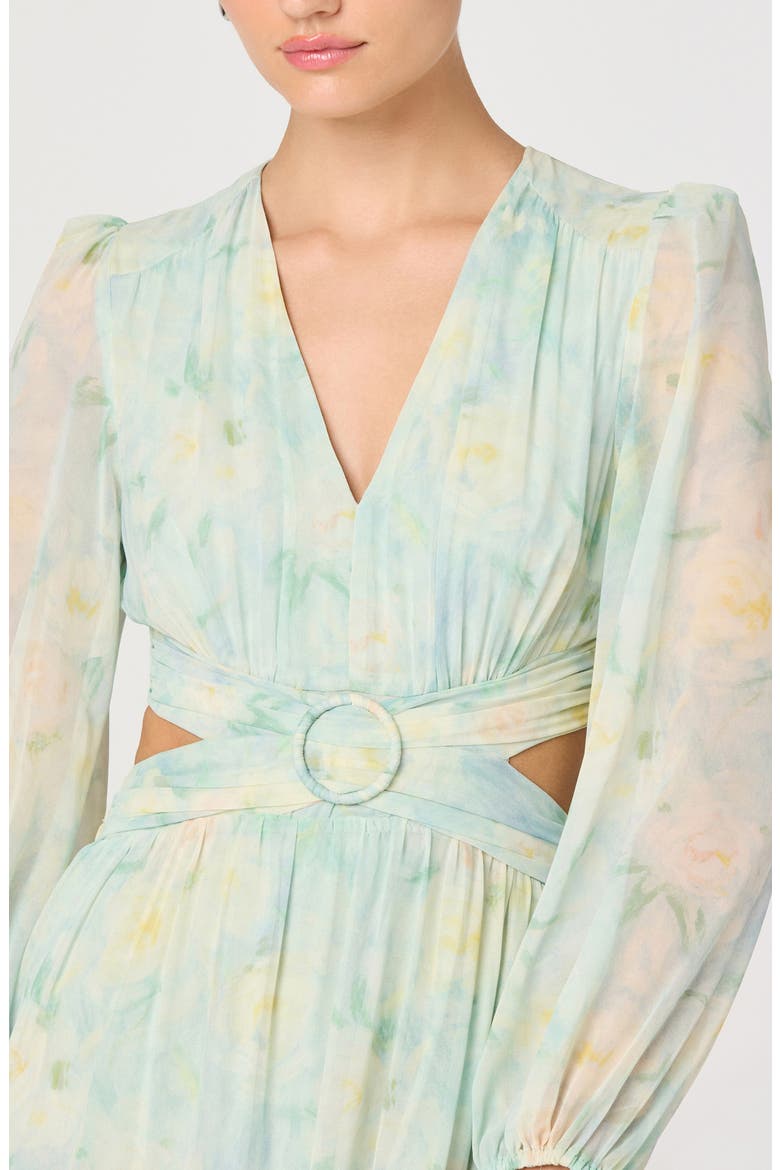 Klarissa Long Sleeve Chiffon Maxi Dress, Alternate, color, SEAFOAM FLORAL