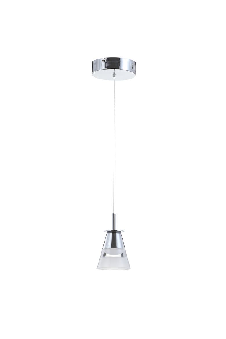 Alain 1-Light Adjustable Metal Integrated LED Pendant, Alternate, color, Chrome/White