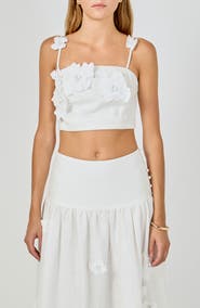 Endless Rose 3D Floral Detail Linen Shell Top