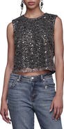 Avec Les Filles Sequin Mesh Tank