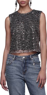 Avec Les Filles Sequin Mesh Tank