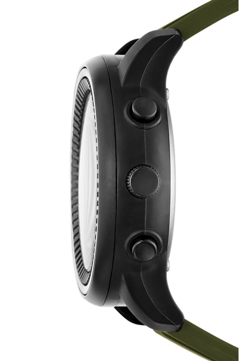 Wilkie Ana-Digi Silicone Strap Watch, 50mm, Alternate, color, BLACK