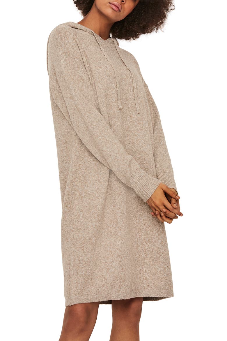 Hooded Long Sleeve Sweater Dress, Alternate, color, SEPIA TINT