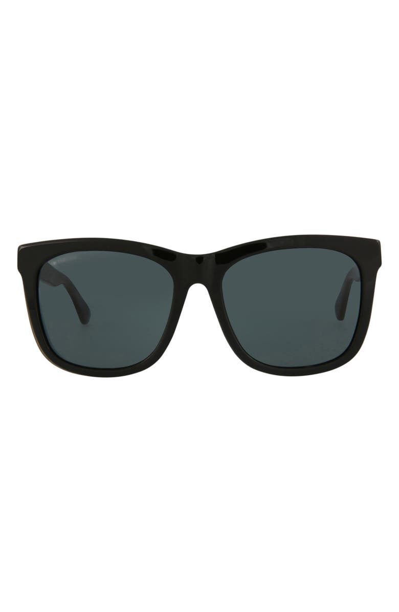 Gucci 56mm Square Sunglasses, Main, color, Black Black Grey