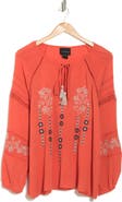 Forgotten Grace Embroidered Keyhole Long Sleeve Tunic Top