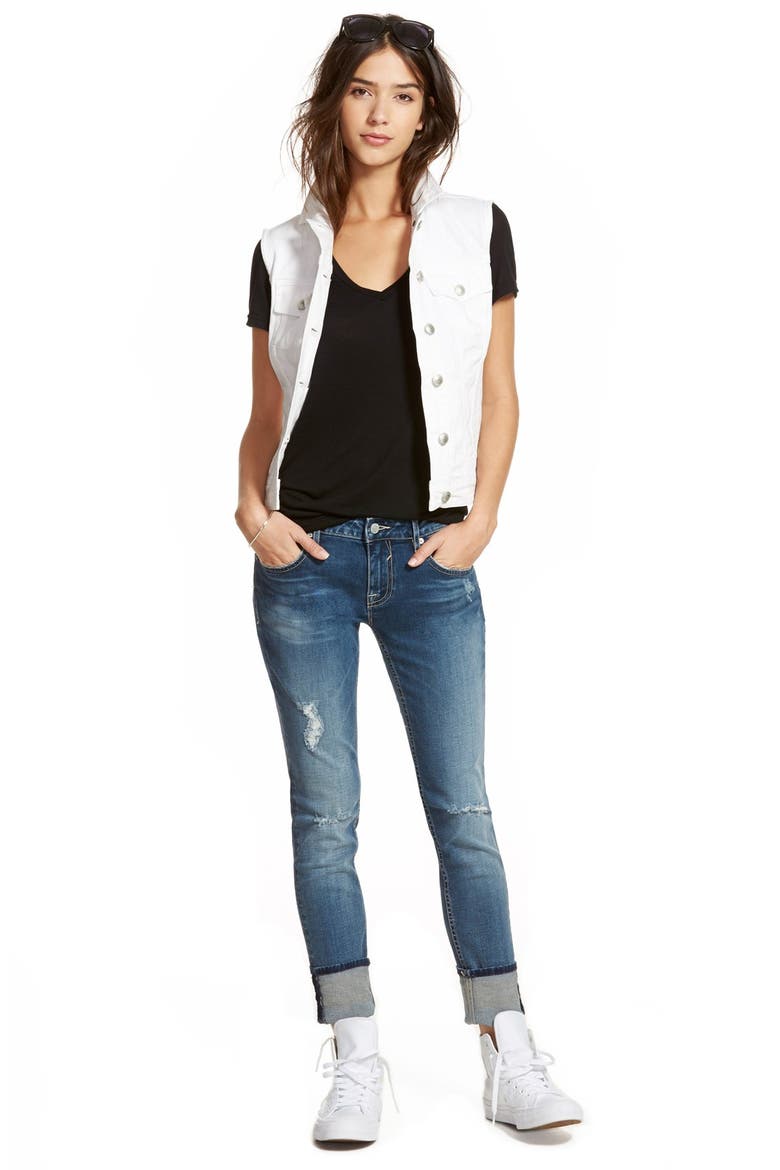 'Tomboy' Distressed Skinny Jeans, Alternate, color, BAY WASH