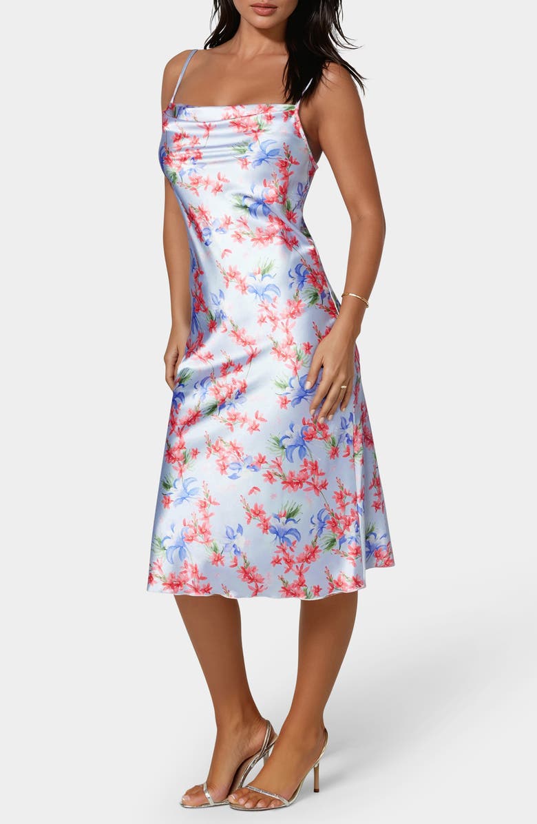 bebe Printed Satin Bias Midi Dress | Nordstromrack