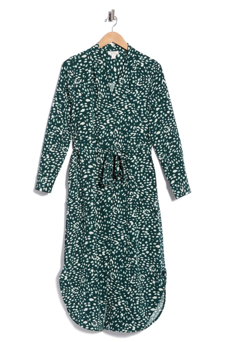 Long Sleeve Shirtdress, Alternate, color, GREEN PONDEROSA ANIMALIA