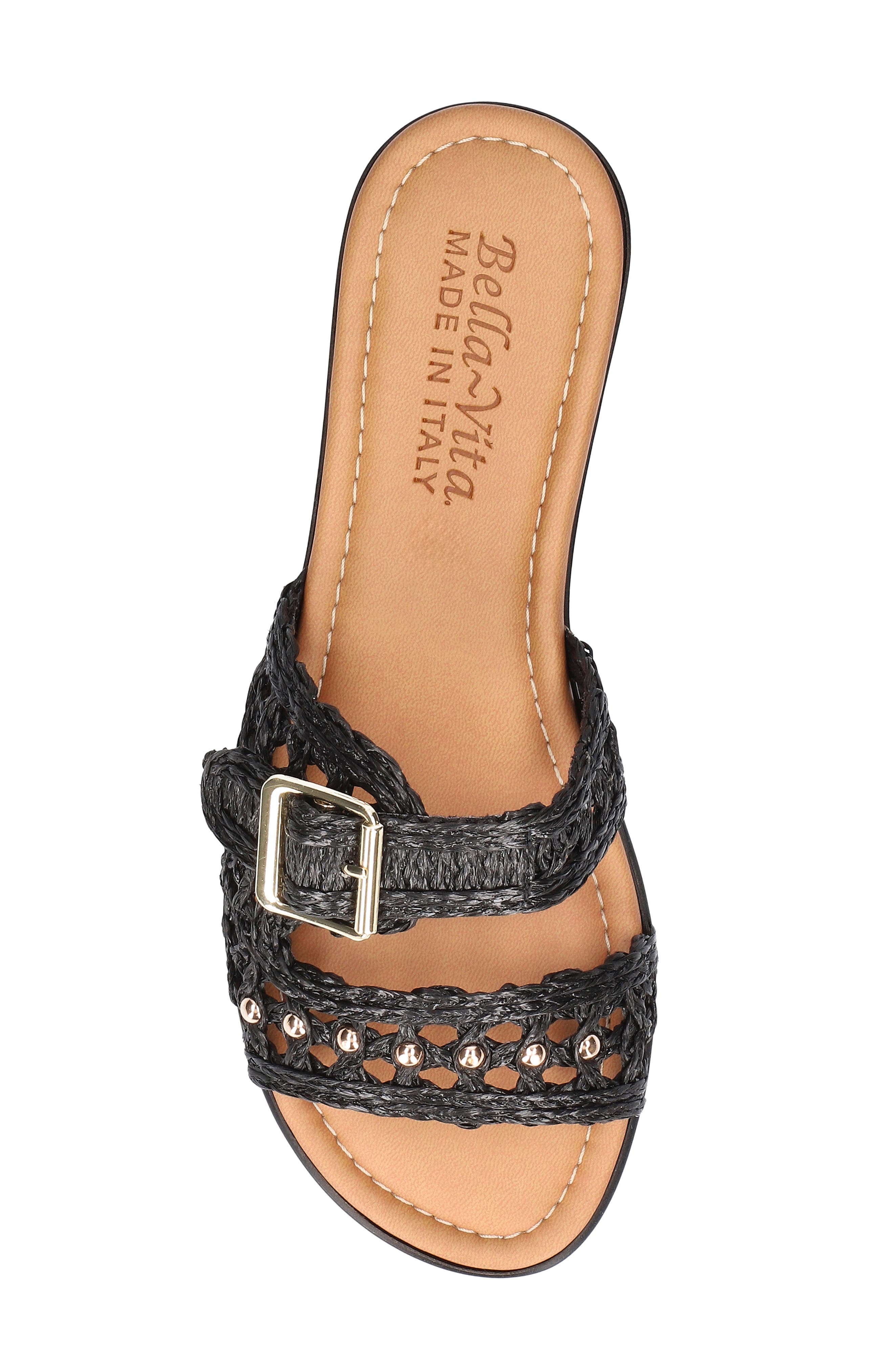 Bella Vita Bar-Italy Wedge Sandal, Alternate, color, Black Raffia