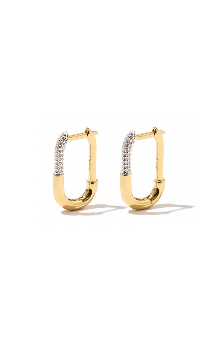 Otiumberg 14kt Gold Vermeil Pavé Staple Hoop Earrings, Main, color, Yellow Toned Gold