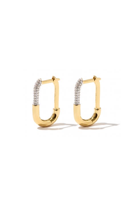 14kt Gold Vermeil Pavé Staple Hoop Earrings