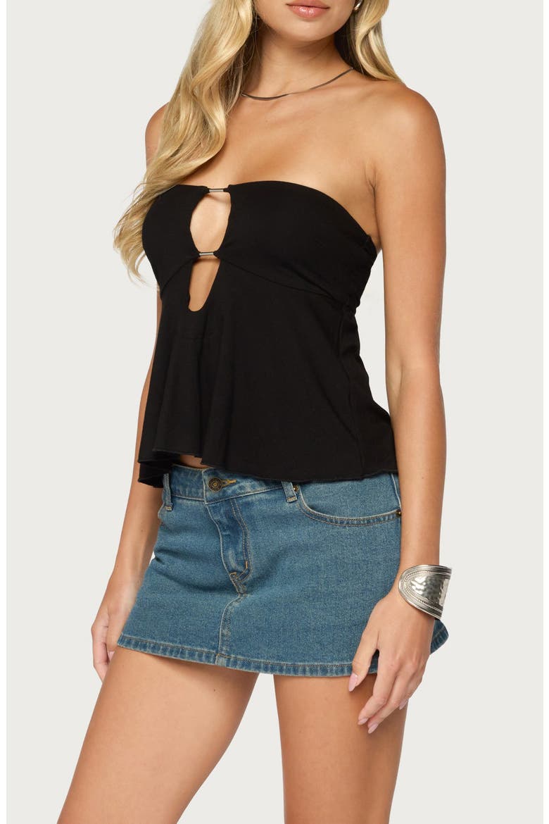 Nikita Keyhole Cutout Strapless Top, Alternate, color, BLACK