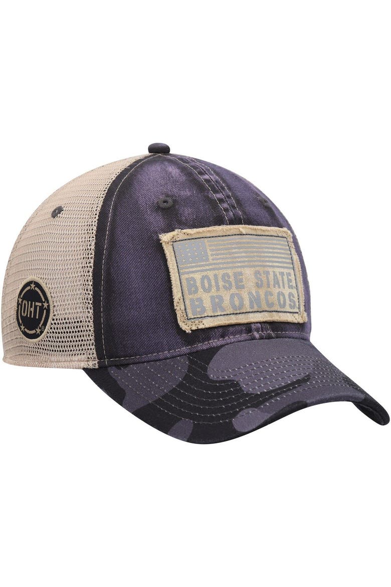 Men's Colosseum Charcoal Boise State Broncos OHT Military Appreciation United Trucker Snapback Hat, Alternate, color, Charcoal