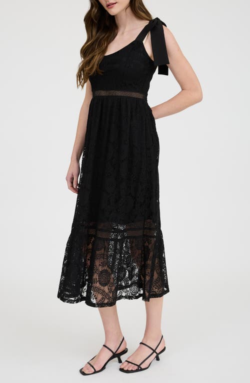 BLU PEPPER BLU PEPPER TIE SHOULDER LACE MIDI DRESS 