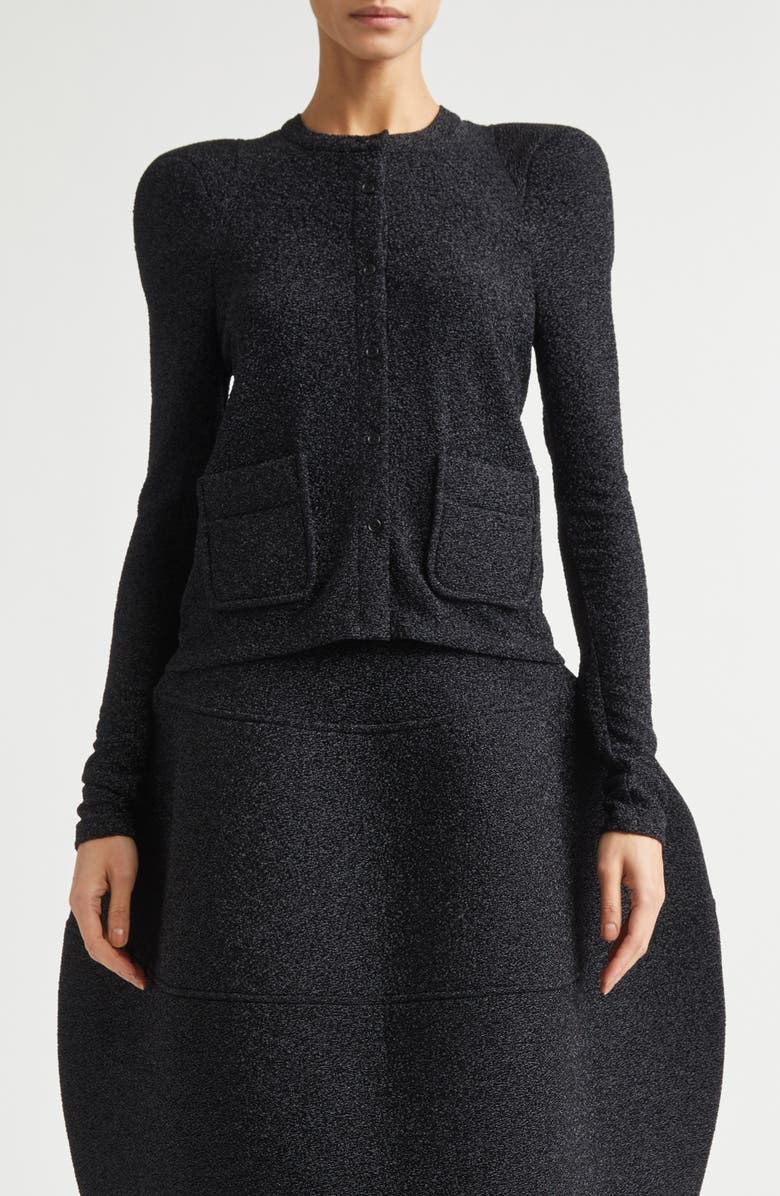 MELITTA BAUMEISTER Foamy Shoulder Glitter Cardigan, Main, color, Glitter Black