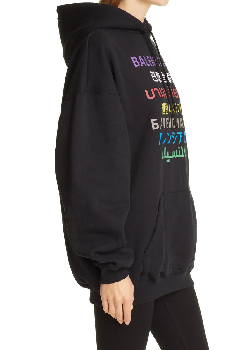 Balenciaga Oversize Logo Hoodie, Alternate, color, 