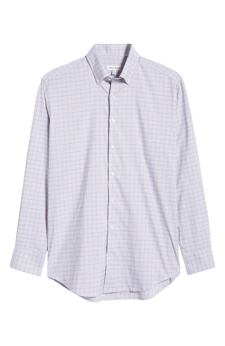Peter Millar Casey Check Performance Twill Button-Down Shirt, Alternate, color, Navy