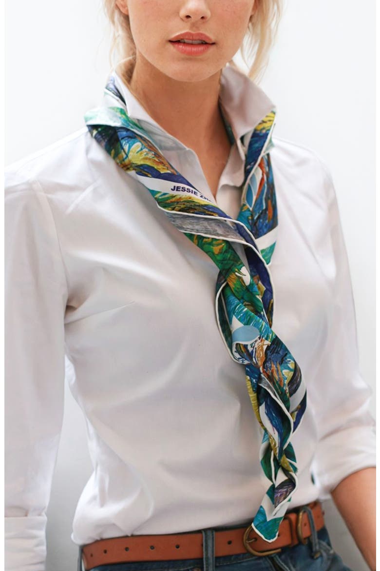 Silk Scarf of Summer Forest Imagination, Alternate, color, Green