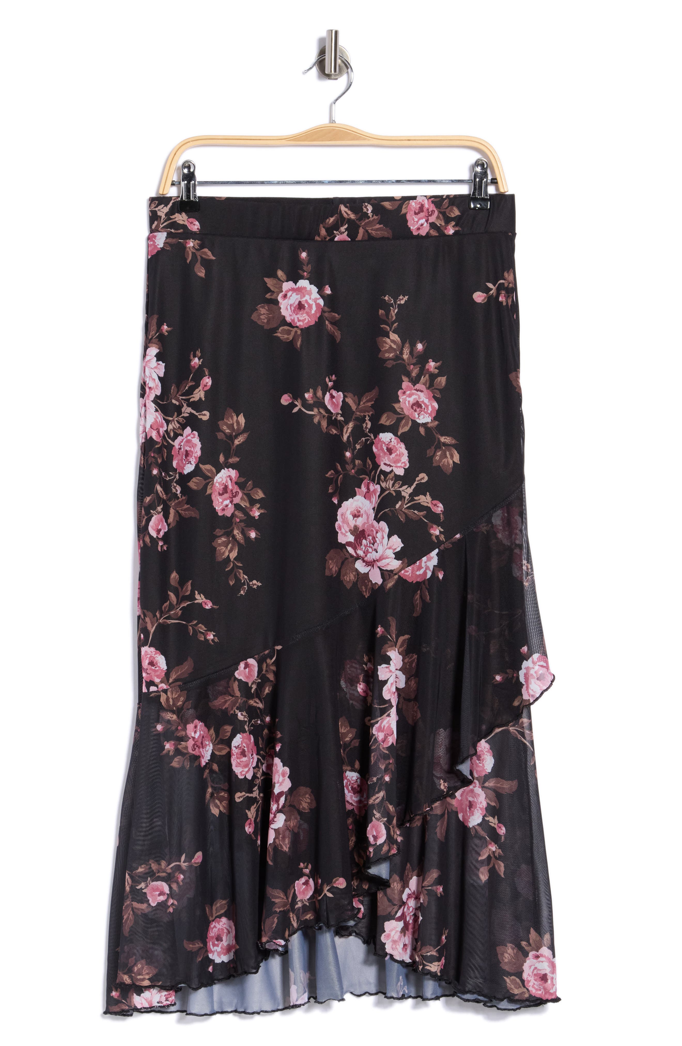 Ruffle Hem Mesh Skirt