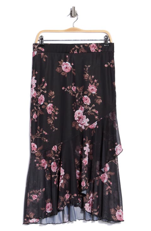 Ruffle Hem Mesh Skirt
