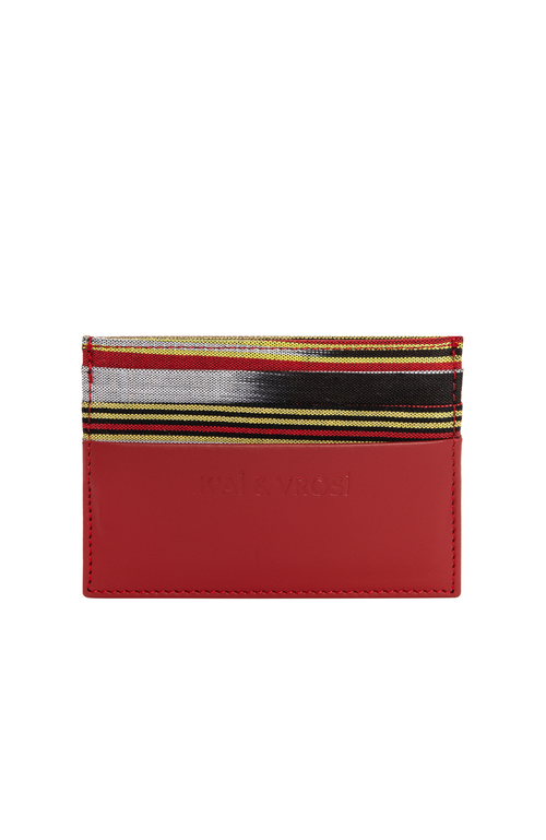 Kai & Vrosi K'ai & Vrosi Leather Canvas Cardholder In Red