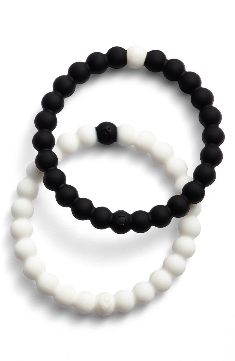lokai Choose Your Cause Set of 2 Black & White Bracelets, Main, color, 