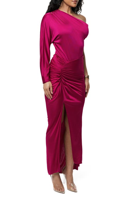 Jluxlabel One-shoulder Satin Bodysuit In Purple