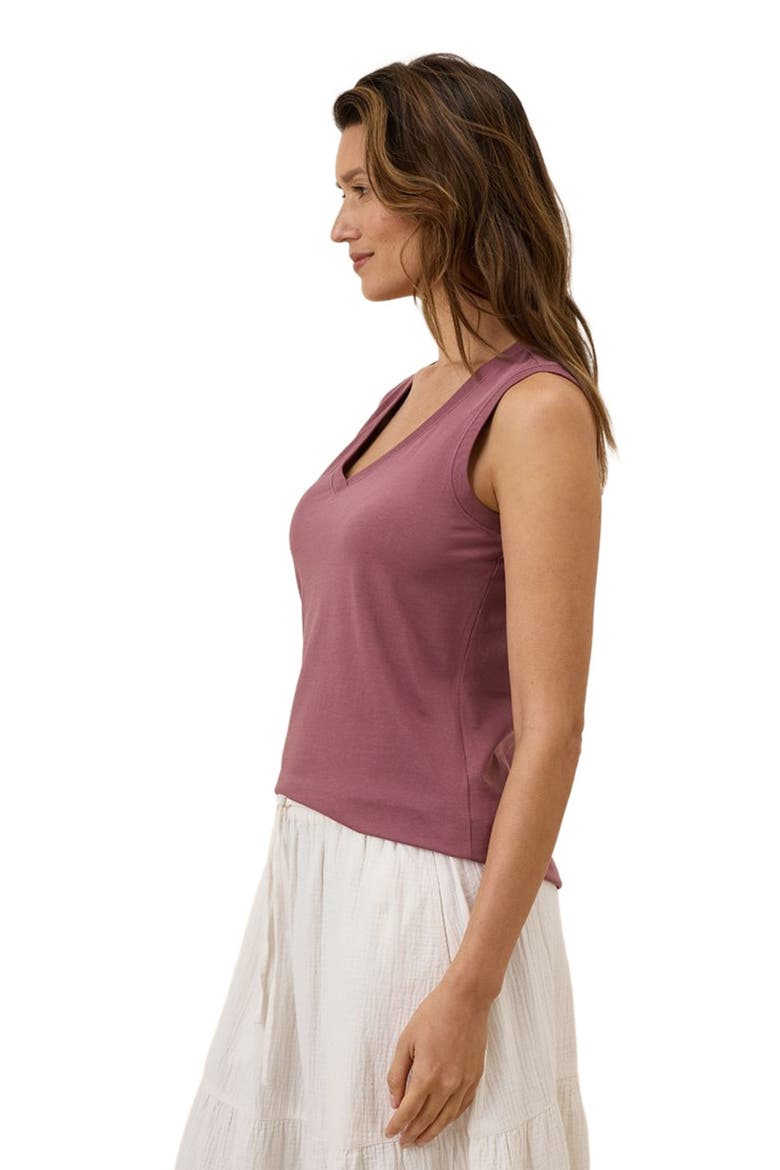 Organic Cotton Softspun V-Neck Tank, Alternate, color, Mauve