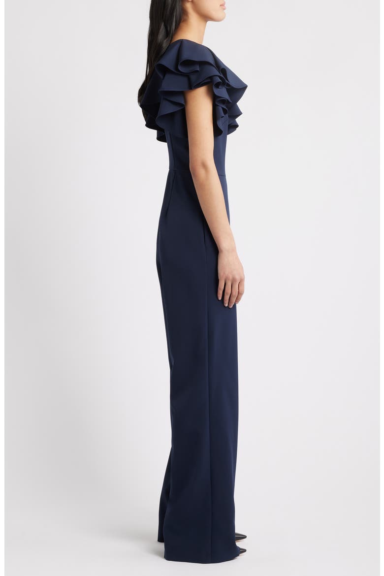 One-Shoulder Ruffle Jumpsuit, Alternate, color, NAVY