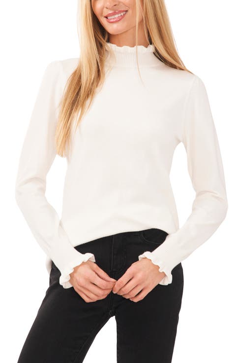 Ruffle Mock Neck Sweater