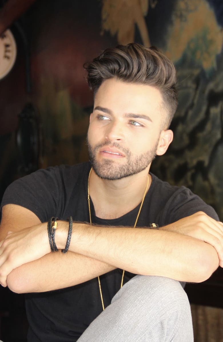 Liza Schwartz Mens' Braided Leather Bracelet, Alternate, color, Brown